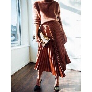 Vince Drape Pleated Skirt Dusty Rose Size 2 Pink Midi